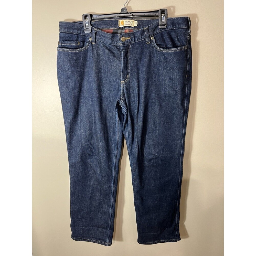 Carhartt Flannel Lined Jeans Womens Size 16 Short Mid Rise Workwear 102729 474